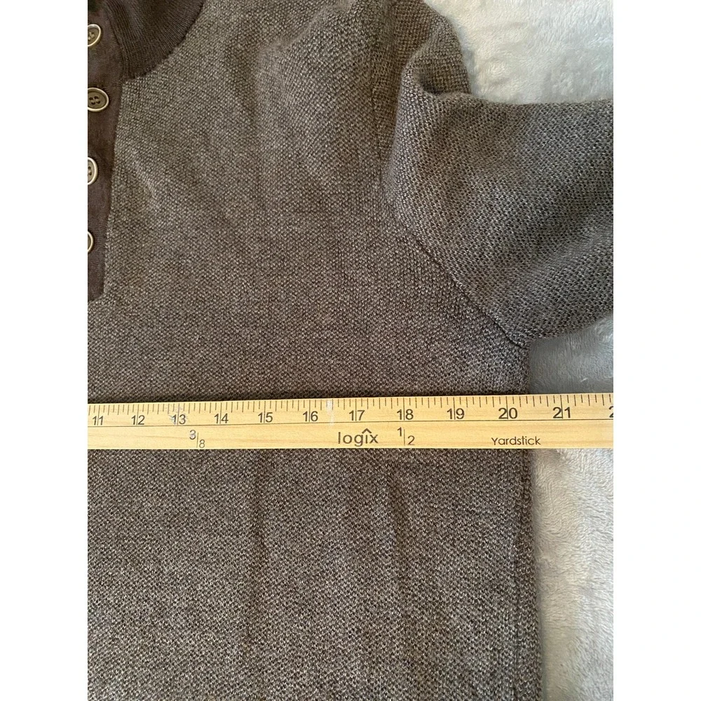 UNTUCKit Sweater Sz XL Brown Sorensen Merino Wool Mock Neck Button Knit Classic